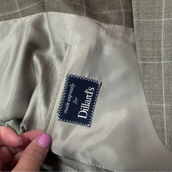 STOP 🛑 NOT AVAILABLE cremieux Men's tan khaki Plaid sport coat  sz 44L classic - Picture 7 of 13